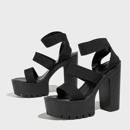 Dames Zomersandalen Hoge Hak Dikke Zool Stijlvol