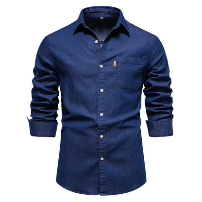 Blauw Denim Overhemd voor Mannen Klassiek Model