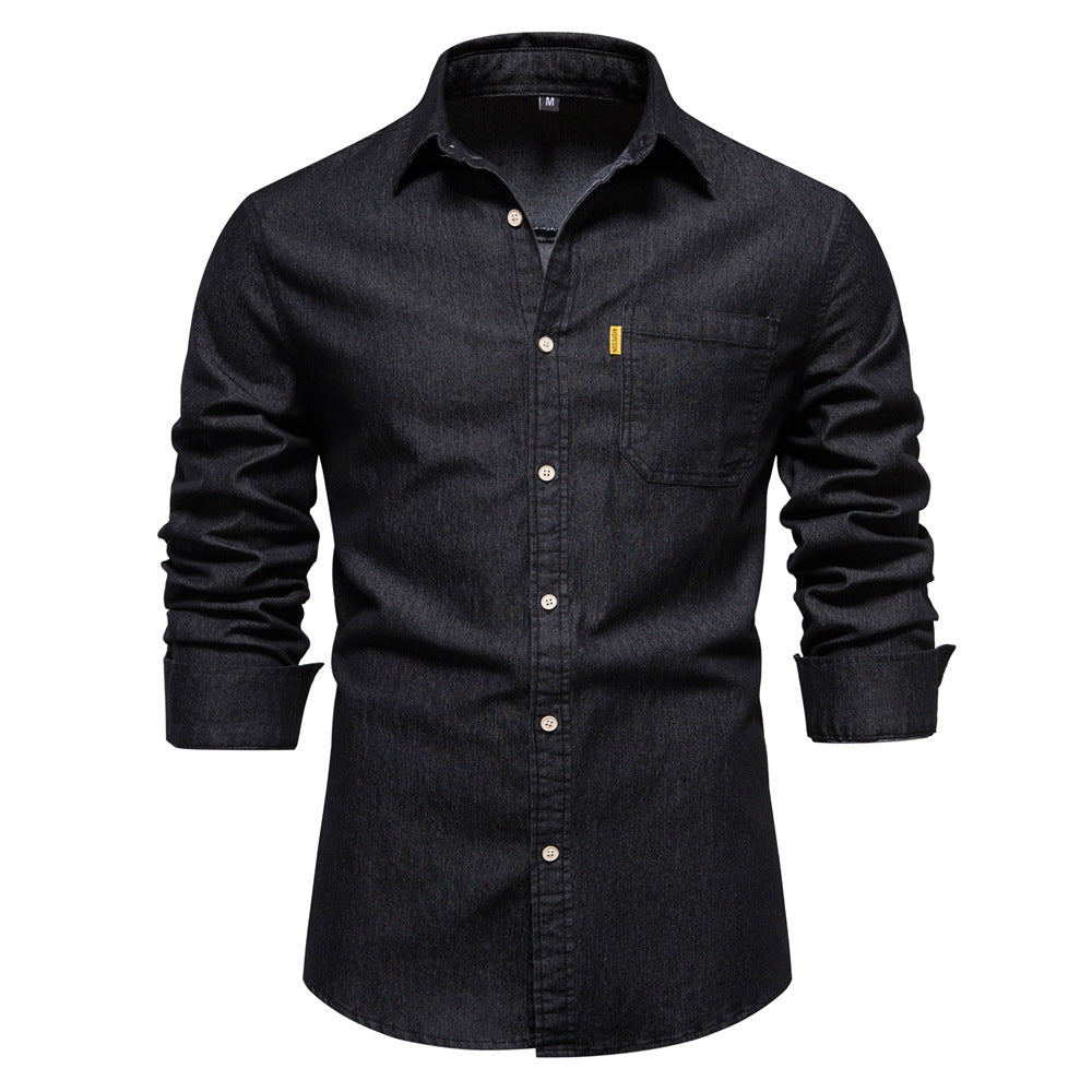 Blauw Denim Overhemd voor Mannen Klassiek Model