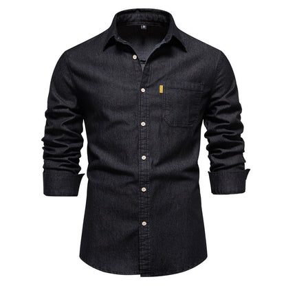 Blauw Denim Overhemd voor Mannen Klassiek Model