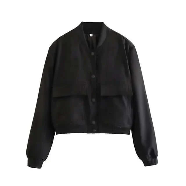 Dames Bomberjack Zakken Effen Kleur Streetwear Stijl
