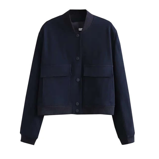 Dames Bomberjack Zakken Effen Kleur Streetwear Stijl