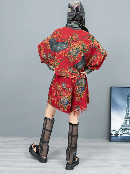 Retro Bloem Denim Set voor Dames Stijlvol
