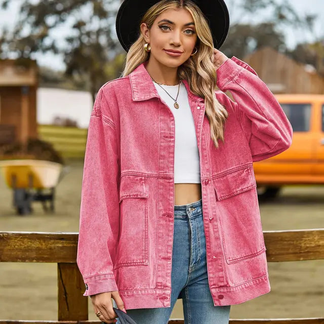 Dames Denim Jacket Klassiek Blauw Leer