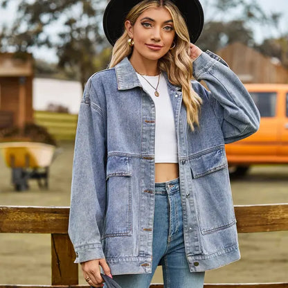 Dames Denim Jacket Klassiek Blauw Leer