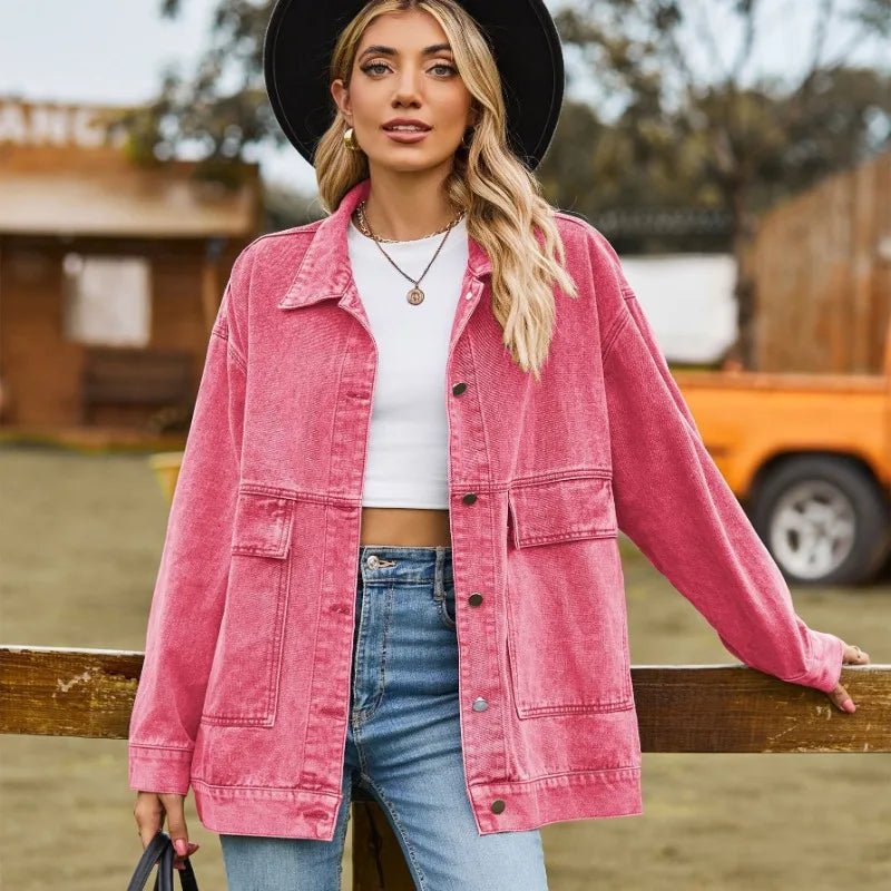 Dames Denim Jacket Klassiek Blauw Leer - StudioMarella