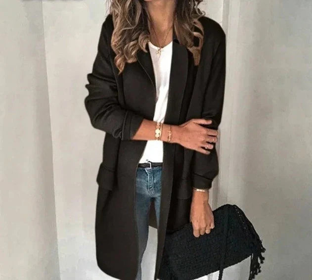 Lange Vest met Kraag voor Dames Elegante Stijl