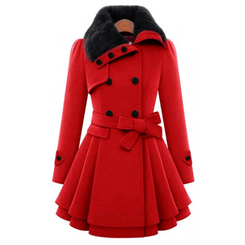 Dames Trenchcoat Slim Fit met Ceintuur en Dubbele Knopen