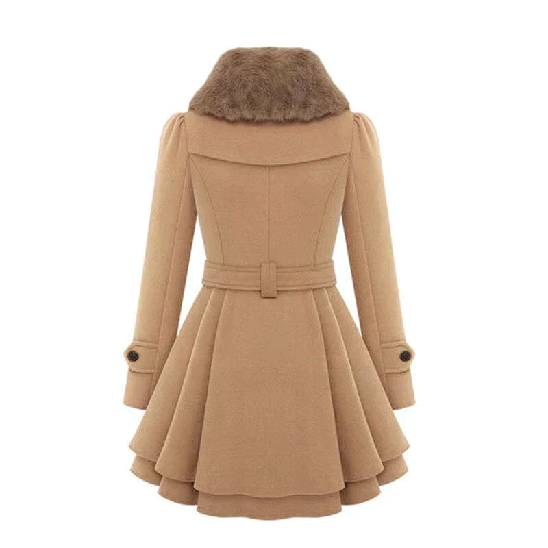 Dames Trenchcoat Vegan Bontjas Waterdicht Warm voor Winter