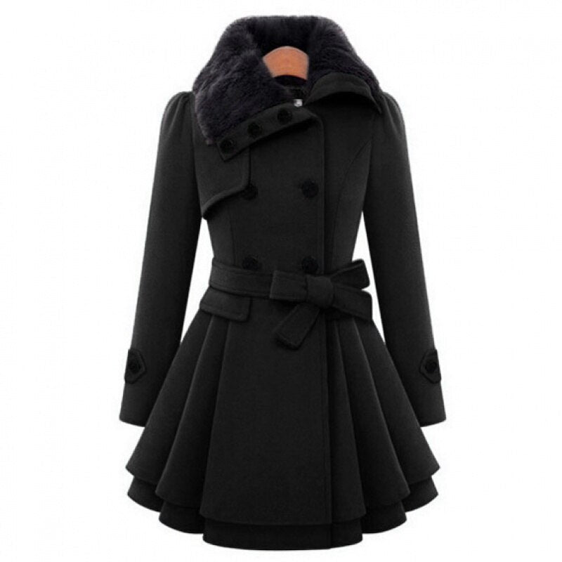Dames Trenchcoat Slim Fit met Ceintuur en Dubbele Knopen