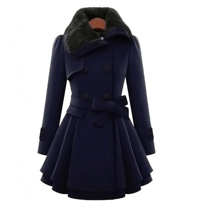 Dames Trenchcoat Winter - Slim Fit met Ceintuur en Dubbele Knopen