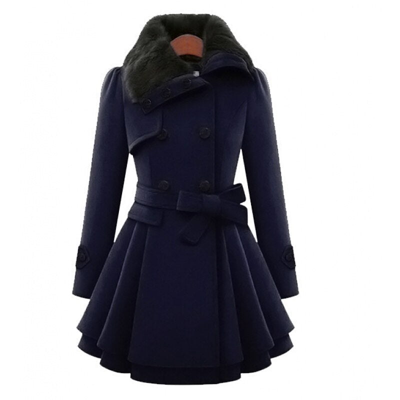 Dames Trenchcoat Slim Fit met Ceintuur en Dubbele Knopen