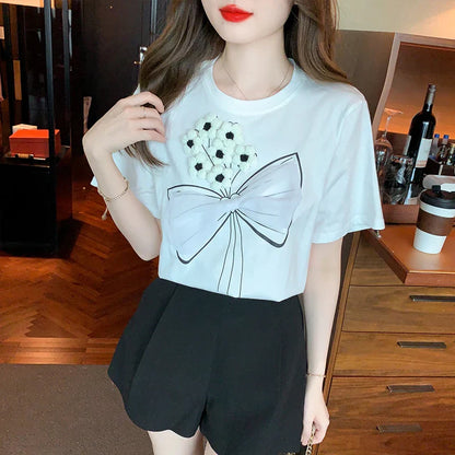 Vrouwelijke Blouse Korte Mouwen Wit