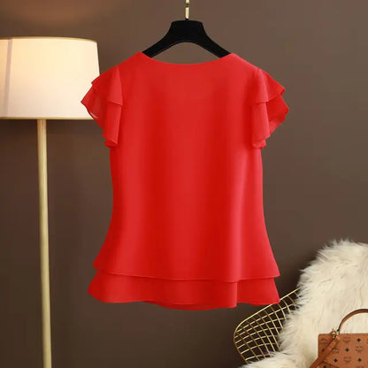Damesblouse Luchtige Chiffon Shirt met O-hals