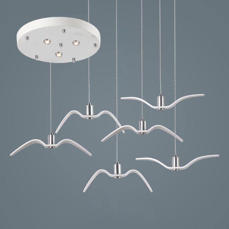 Hanglamp LED Vogeldesign Resin Aluminium Wit Zwart 3000K 4000K 6000K Woonkamer Pendellamp Minimalistisch Organisch Plafondlamp