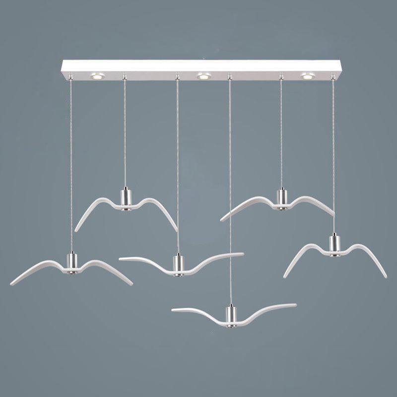 Hanglamp LED Vogeldesign Resin Aluminium Wit Zwart 3000K 4000K 6000K Woonkamer Pendellamp Minimalistisch Organisch Plafondlamp