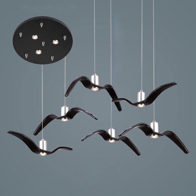Hanglamp LED Vogeldesign Resin Aluminium Wit Zwart 3000K 4000K 6000K Woonkamer Pendellamp Minimalistisch Organisch Plafondlamp