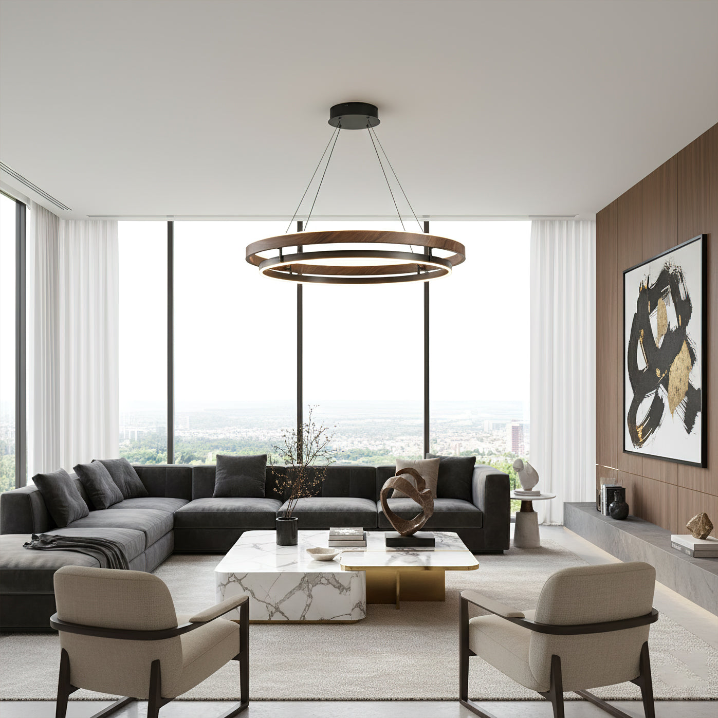 Moderne LED Hanglamp met Ringen – Design Verlichting met Warm Licht