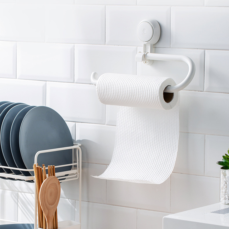 Zuignap Toiletrolhouder met Houtnerf Design Zonder Boren RVS voor Gladde Oppervlakken