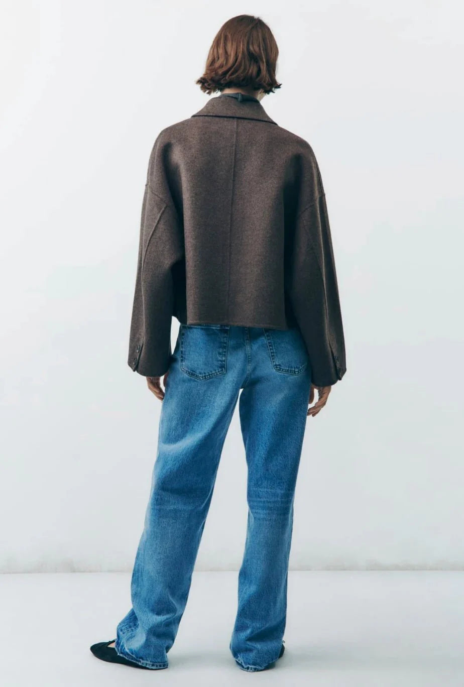 Oversized Overgangsjas voor Vrouw Elegant Zwart