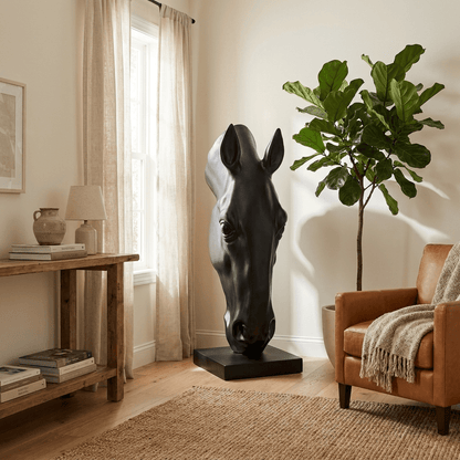 Zwart Paardenhoofd Sculptuur Modern Minimalisme Decoratief Beeld