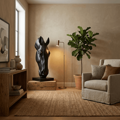 Zwart Paardenhoofd Sculptuur Modern Minimalisme Decoratief Beeld