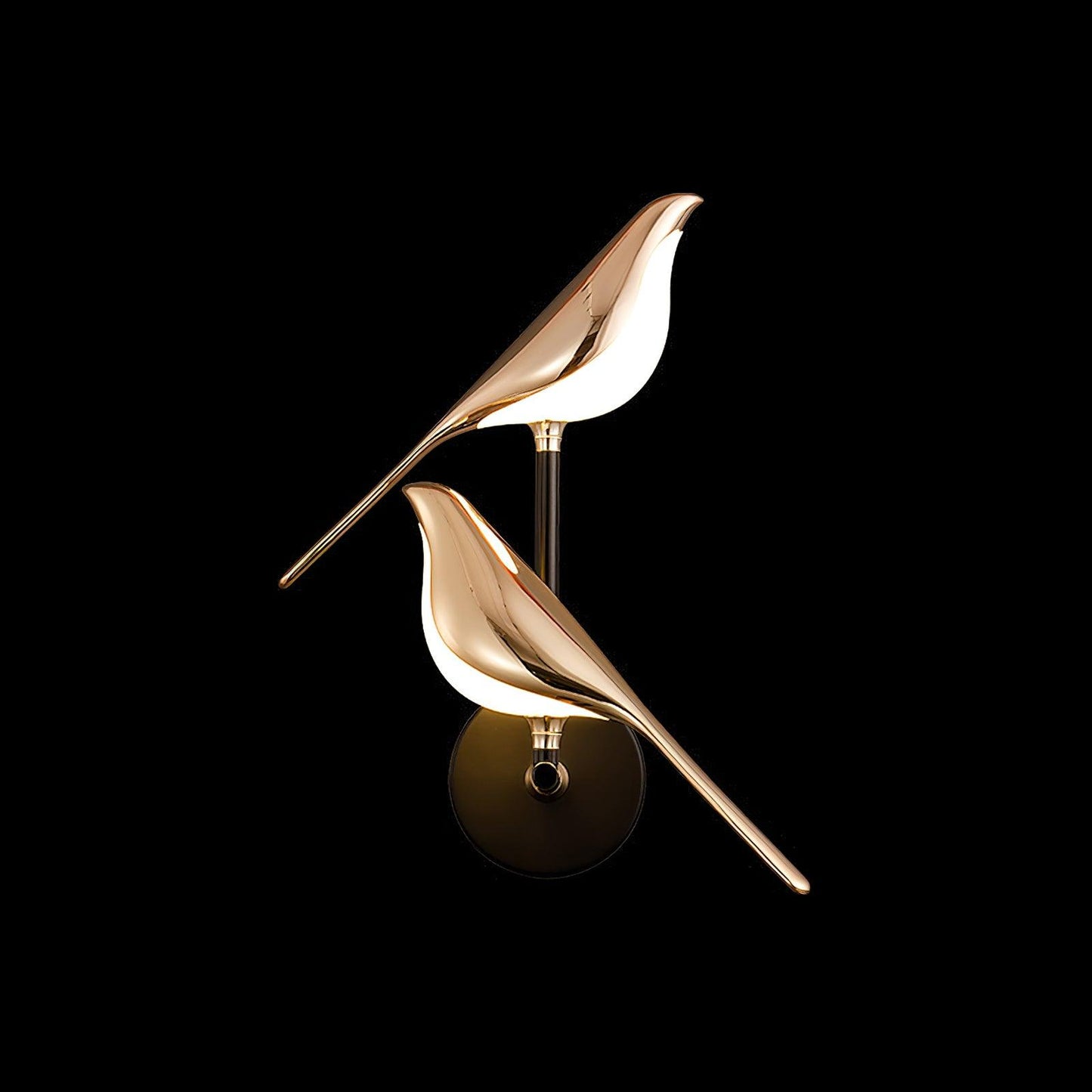Wandlamp met Vogelmotief en Verstelbare Lamparmen – Zwart & Roségoud Design 1 of 2 Lichtpunten Magnetische Vogel Moderne Decoratieve Verlichting