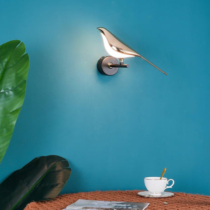 Wandlamp met Vogelmotief en Verstelbare Lamparmen – Zwart & Roségoud Design 1 of 2 Lichtpunten Magnetische Vogel Moderne Decoratieve Verlichting