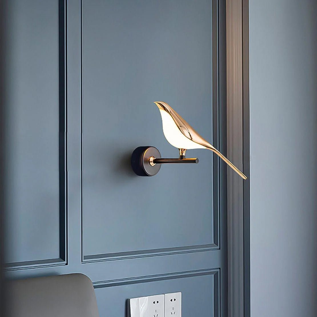 Wandlamp met Vogelmotief en Verstelbare Lamparmen – Zwart & Roségoud Design 1 of 2 Lichtpunten Magnetische Vogel Moderne Decoratieve Verlichting