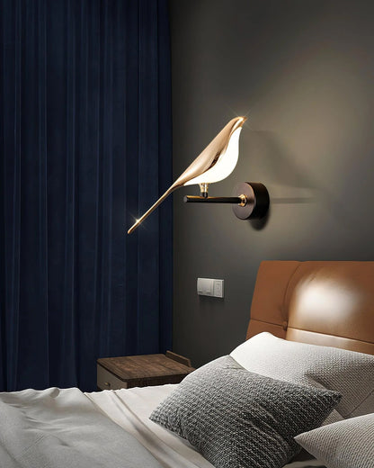 Wandlamp met Vogelmotief en Verstelbare Lamparmen – Zwart & Roségoud Design 1 of 2 Lichtpunten Magnetische Vogel Moderne Decoratieve Verlichting