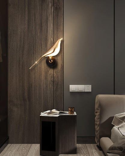 Wandlamp met Vogelmotief en Verstelbare Lamparmen – Zwart & Roségoud Design 1 of 2 Lichtpunten Magnetische Vogel Moderne Decoratieve Verlichting