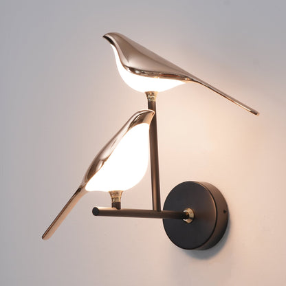 Wandlamp met Vogelmotief en Verstelbare Lamparmen – Zwart & Roségoud Design 1 of 2 Lichtpunten Magnetische Vogel Moderne Decoratieve Verlichting