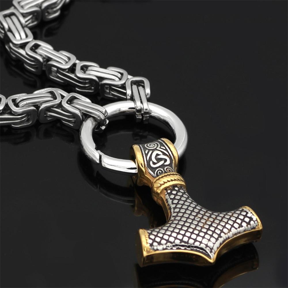 Roestvrij Stalen Schakelketting met Dubbele Wolfskop & Hamer Ornament 60-90cm Verstelbaar Unisex Sieraad