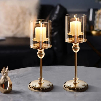 Kandelaar Glas Metaal Goud Zilver Scandinavisch Luxe Tafeldecoratie Woonkamer Restaurant