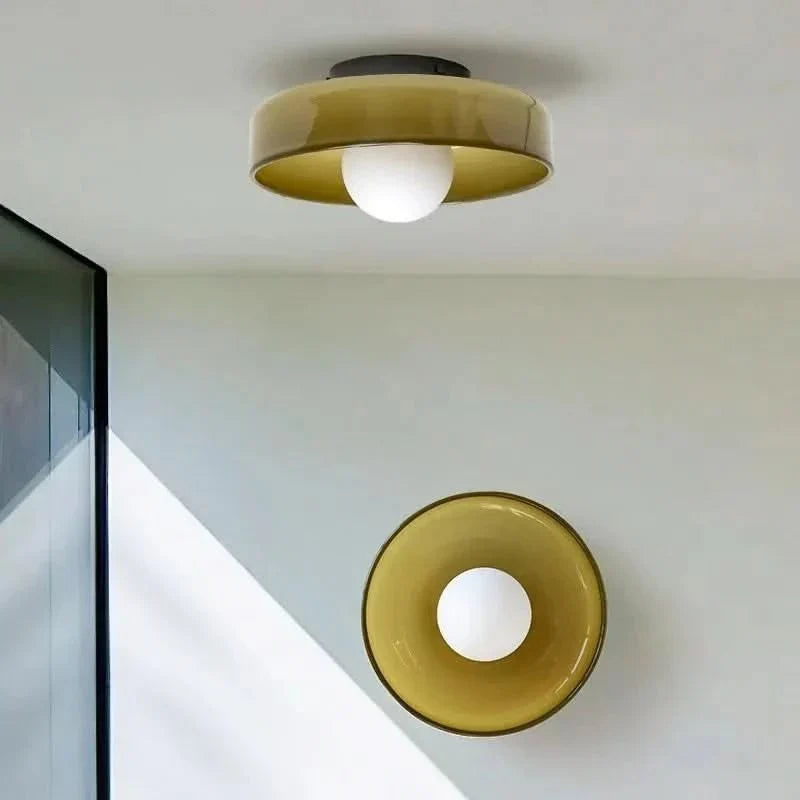 Glazen Plafondlamp Scandinavische Stijl Groen Geel Wit – Sfeervolle Verlichting voor Woonkamer Slaapkamer