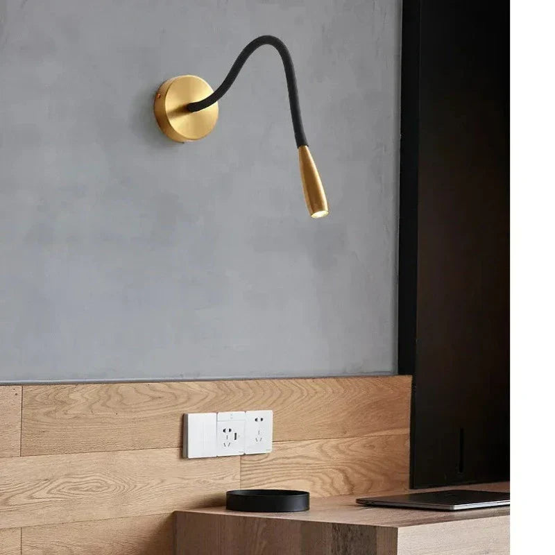 Verstelbare Wandlamp met Draaibare Arm – Leeslamp Brons Zwart voor Slaapkamer
