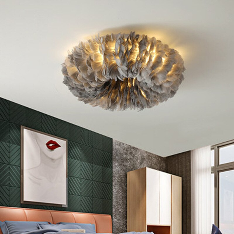 Plafondlamp Veren Zwanenveren Metaal Warm Wit LED Woonkamer Slaapkamer Luxe Sfeerverlichting