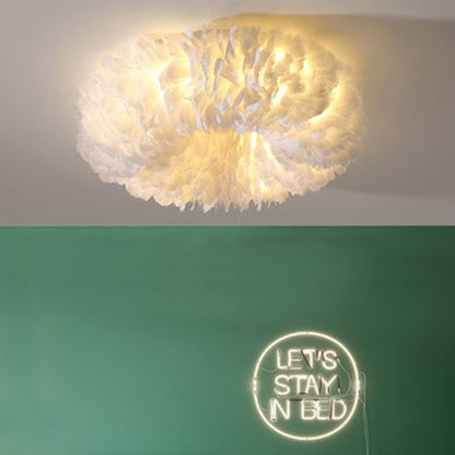 Plafondlamp Veren Zwanenveren Metaal Warm Wit LED Woonkamer Slaapkamer Luxe Sfeerverlichting