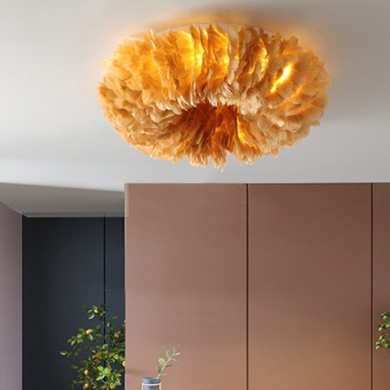 Plafondlamp Veren Zwanenveren Metaal Warm Wit LED Woonkamer Slaapkamer Luxe Sfeerverlichting