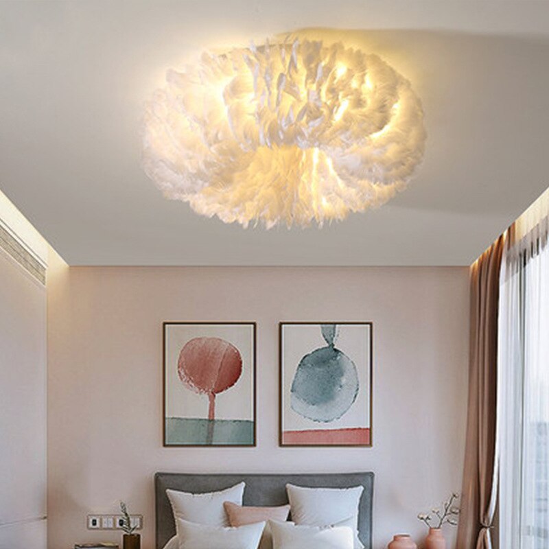 Plafondlamp Veren Zwanenveren Metaal Warm Wit LED Woonkamer Slaapkamer Luxe Sfeerverlichting