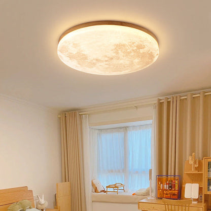 LED Plafondlamp Maanontwerp Hout Acryl Rond 26-48cm Slaapkamer Woonkamer Plafondlamp Maanlamp LED Verlichting Modern Interieur
