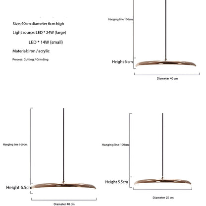 Hanglamp Schotel Design LED 4000K Nordic Modern Ø25 Ø40
