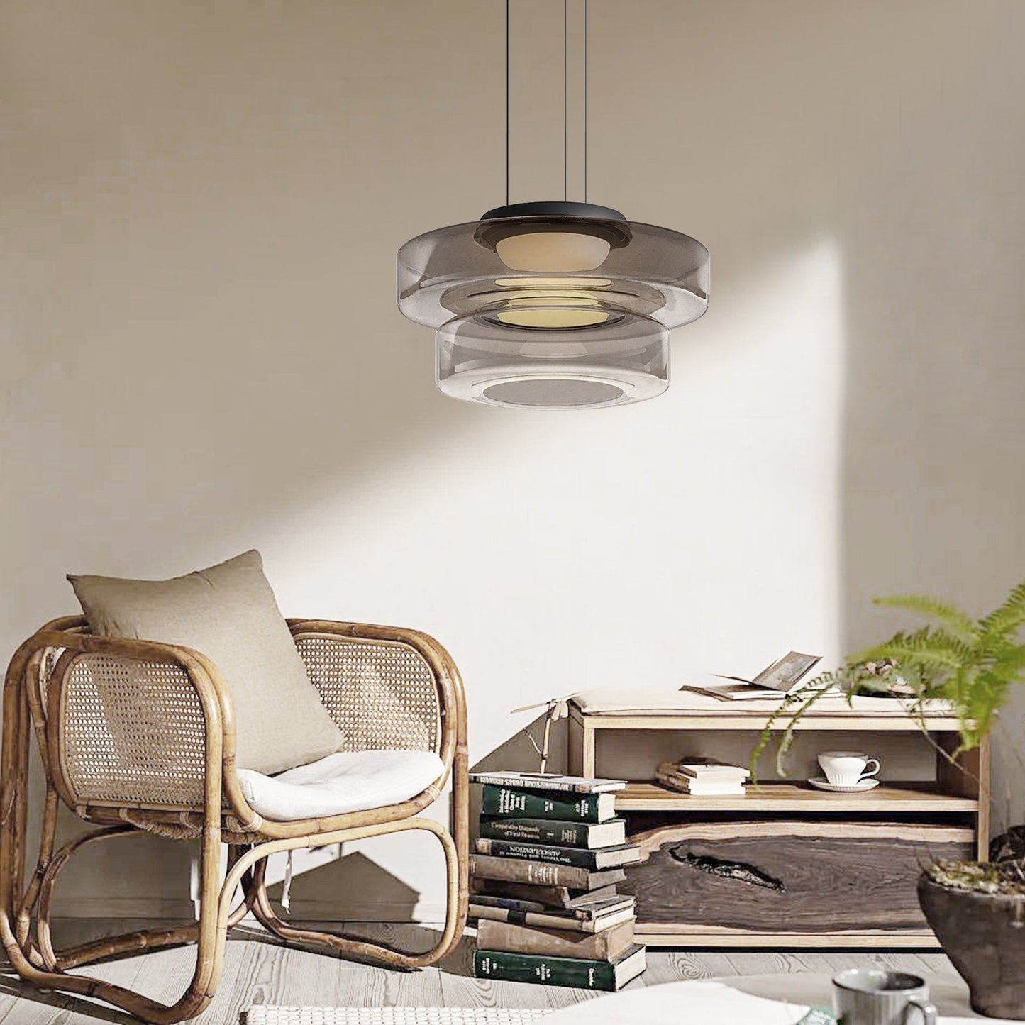 Zenor gelaagde hanglamp glas amber eetkamer woonkamer design verlichting modern gelaagd glaslamp
