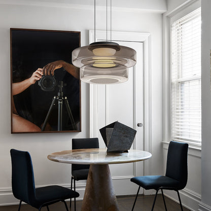 Zenor gelaagde hanglamp glas amber eetkamer woonkamer design verlichting modern gelaagd glaslamp