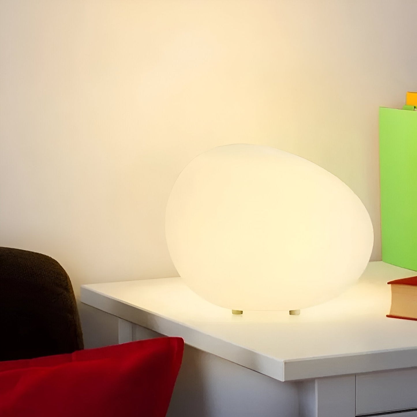 Steen Tafellamp LED 3-Kleuren PE Sfeerlamp 22cm Woonkamer Slaapkamer Scandinavisch Organisch Nachtlamp Dimbaar