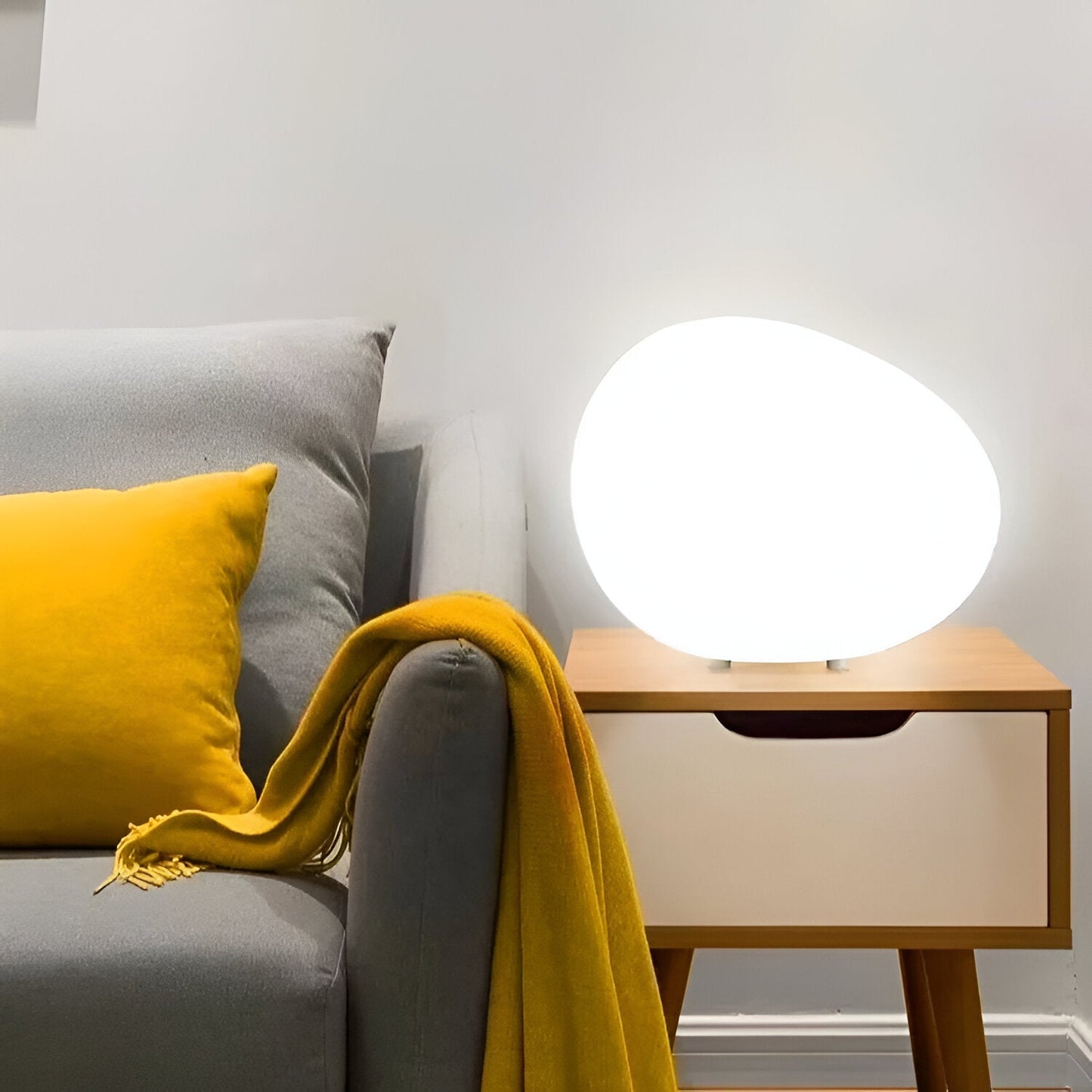 Steen Tafellamp LED 3-Kleuren PE Sfeerlamp 22cm Woonkamer Slaapkamer Scandinavisch Organisch Nachtlamp Dimbaar