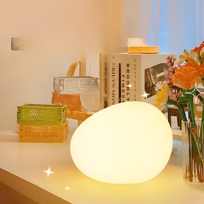 Steen Tafellamp LED 3-Kleuren PE Sfeerlamp 22cm Woonkamer Slaapkamer Scandinavisch Organisch Nachtlamp Dimbaar