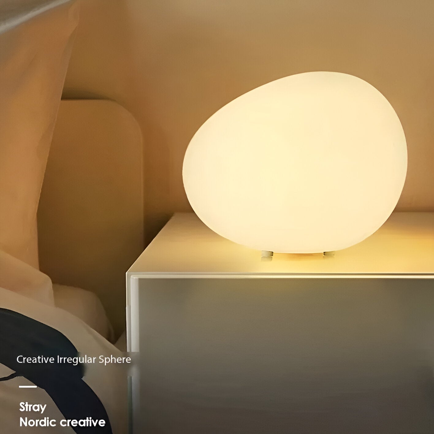 Steen Tafellamp LED 3-Kleuren PE Sfeerlamp 22cm Woonkamer Slaapkamer Scandinavisch Organisch Nachtlamp Dimbaar