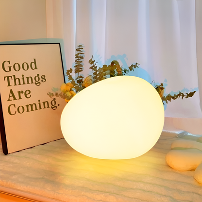 Steen Tafellamp LED 3-Kleuren PE Sfeerlamp 22cm Woonkamer Slaapkamer Scandinavisch Organisch Nachtlamp Dimbaar