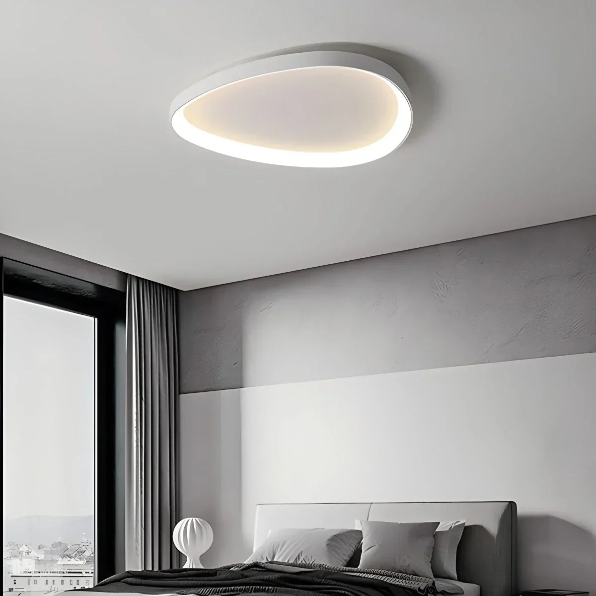 LED plafondlamp ovaal dimbaar metaal zwart wit slaapkamer hal woonkamer moderne plafondverlichting Scandinavisch design opbouwlamp